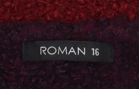 Roman Women Burgundy Red Cowl Neck Pullover Sweater Size 16