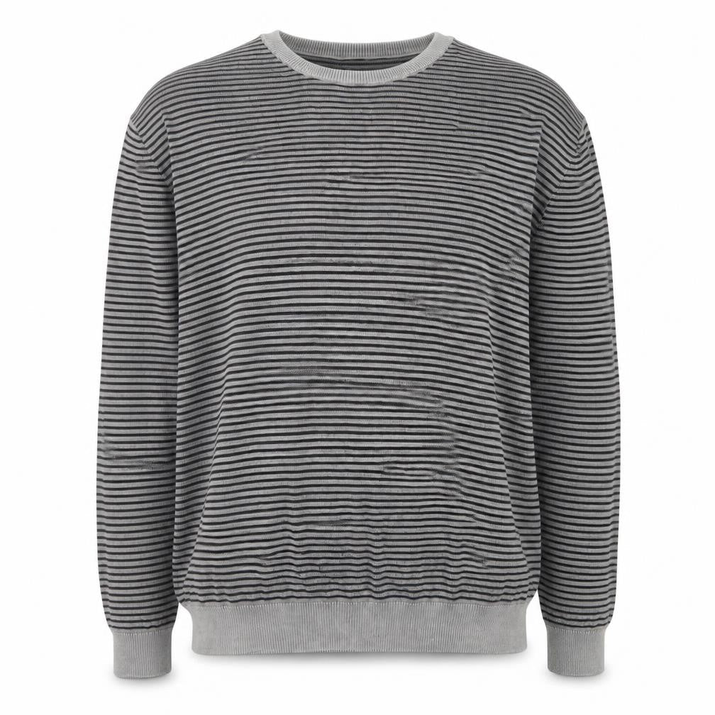 Next Men’s Grey Striped Cotton Crew Neck Pullover Jumper XL