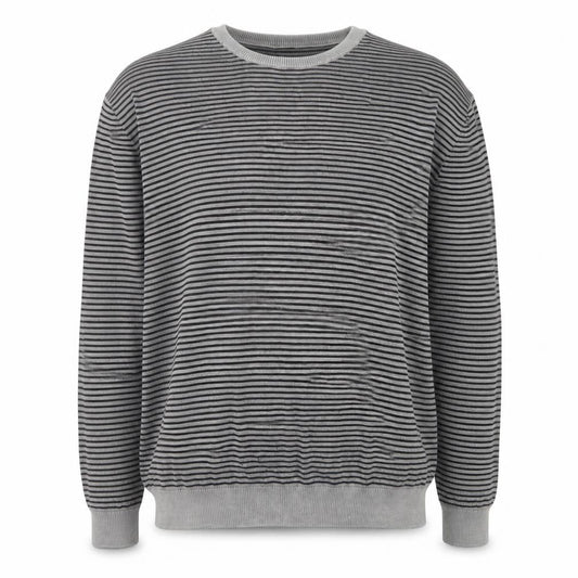 Next Men’s Grey Striped Cotton Crew Neck Pullover Jumper XL