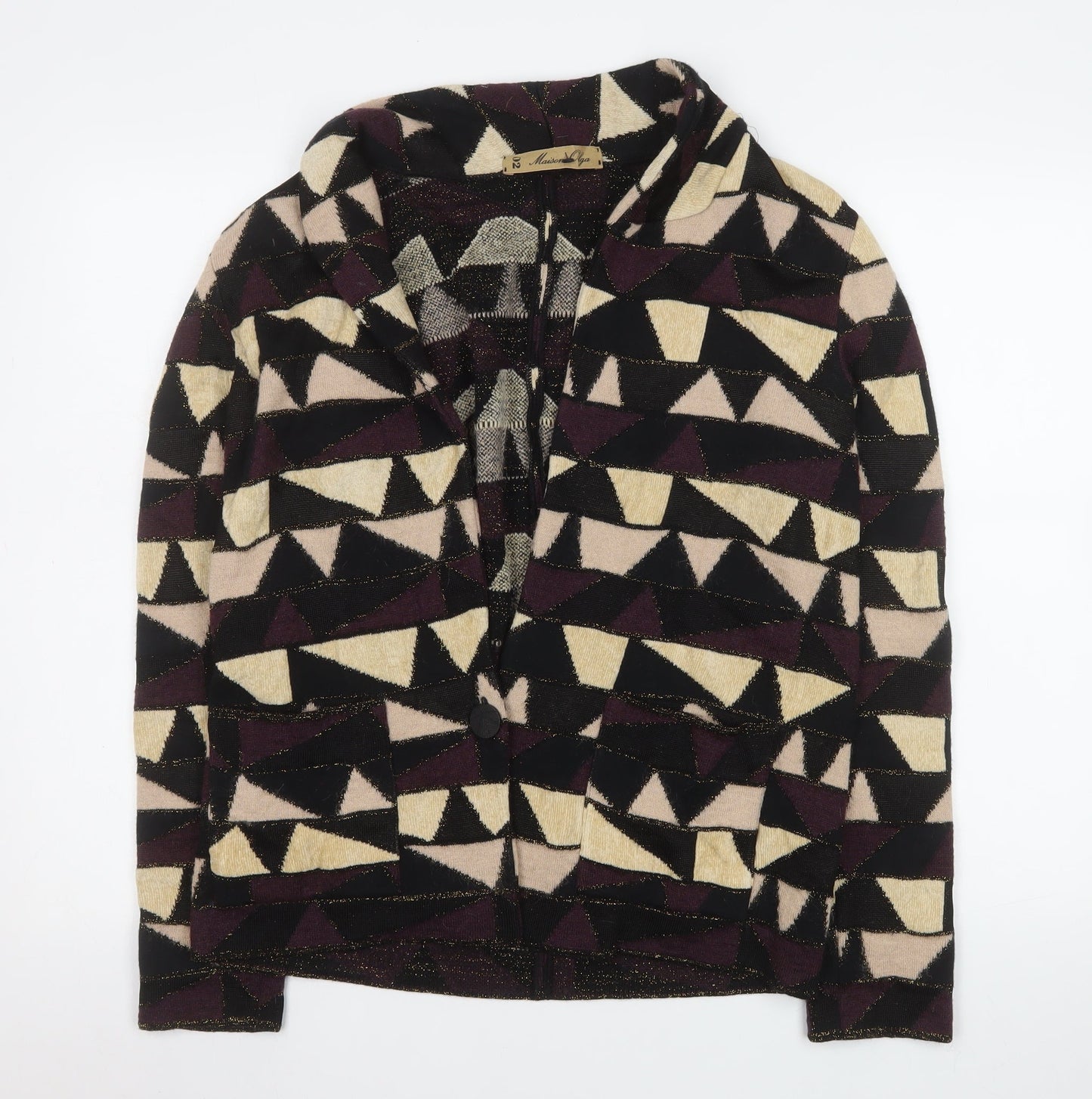 Maison Olga Women's Multicoloured Geometric Knit Blazer M