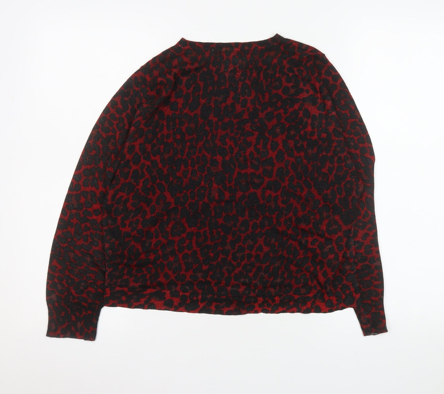 Zara Women's Red Leopard Print Long Sleeve Tunic Top Size S