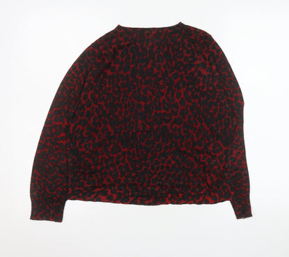 Zara Women's Red Leopard Print Long Sleeve Tunic Top Size S