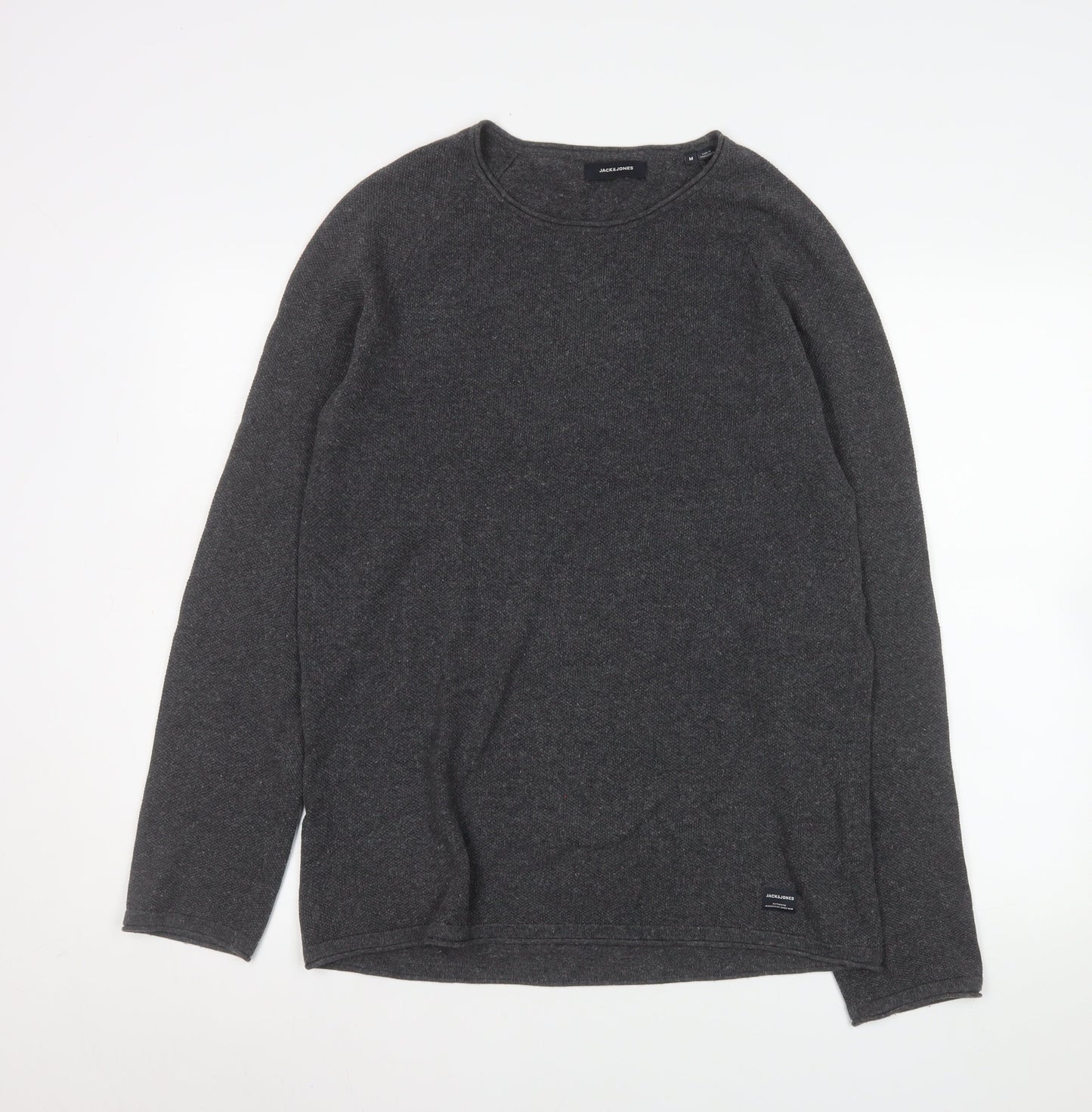 Jack & Jones Men’s Grey Cotton Knit Crew Neck Pullover Sweatshirt M