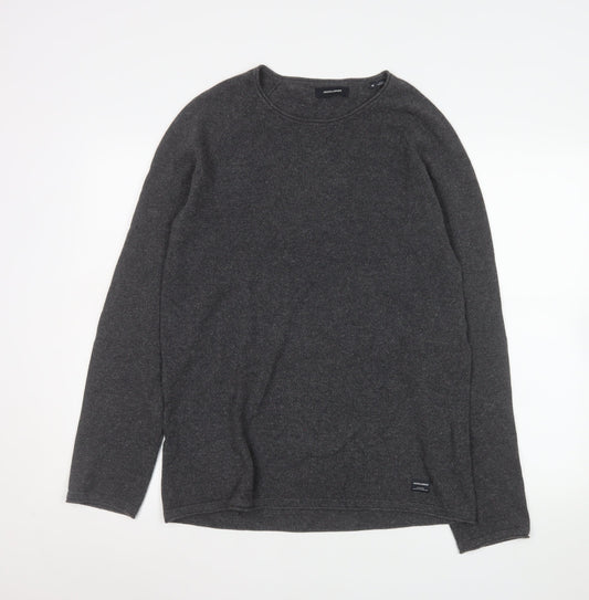 Jack & Jones Men’s Grey Cotton Knit Crew Neck Pullover Sweatshirt M