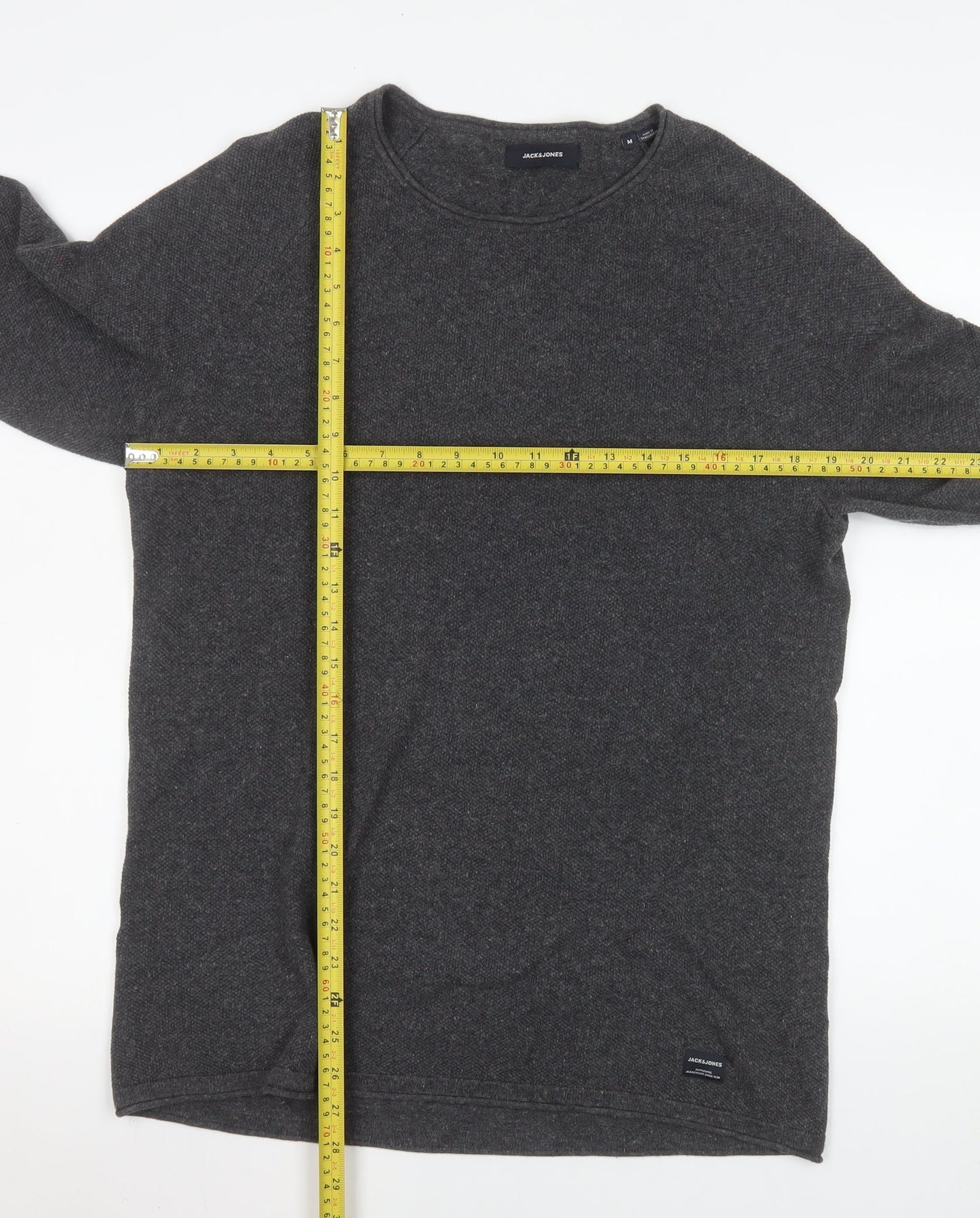 Jack & Jones Men’s Grey Cotton Knit Crew Neck Pullover Sweatshirt M