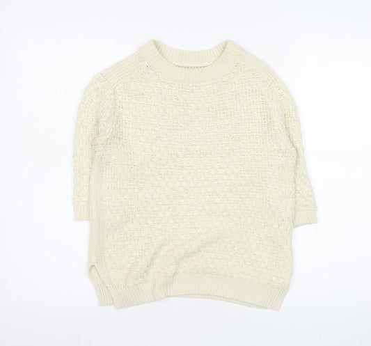 Zara Women’s Ivory Cotton Knit Pullover Jumper Size 12