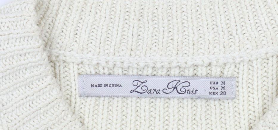 Zara Women’s Ivory Cotton Knit Pullover Jumper Size 12