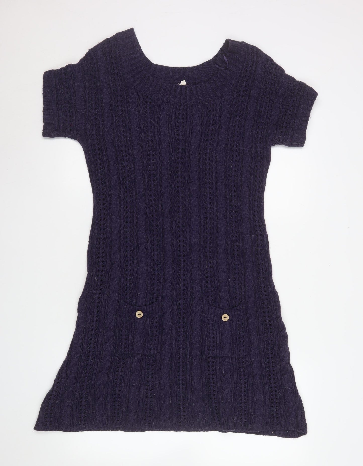 White Stuff Women’s Purple Knit Jumper Dress L Short Sleeve Winter Style