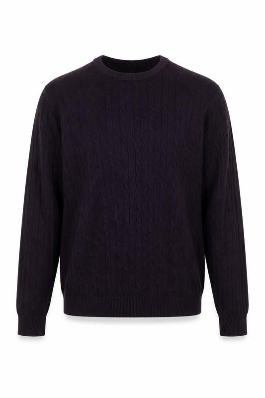 Jack & Jones Men’s Purple Cable-Knit Cotton Crew Neck Jumper M