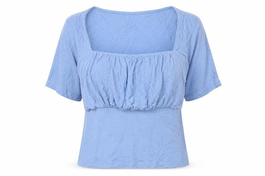 Front view of ASOS Women Blue Short Sleeve Tunic Top UK 10 Viscose Blend