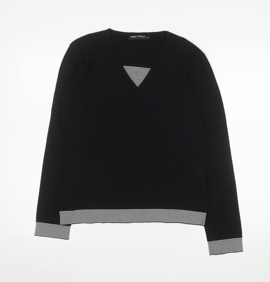 Debbie Morgan Women’s Black Wrap Knit Top Size L Viscose Blend Long Sleeve
