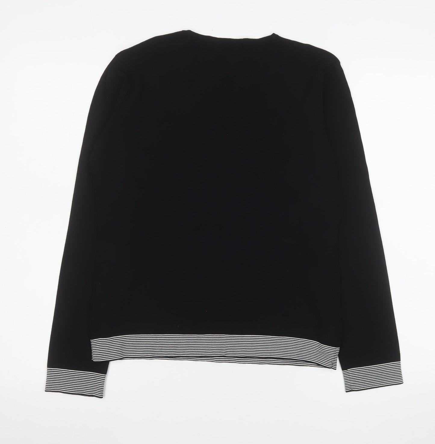 Debbie Morgan Women’s Black Wrap Knit Top Size L Viscose Blend Long Sleeve