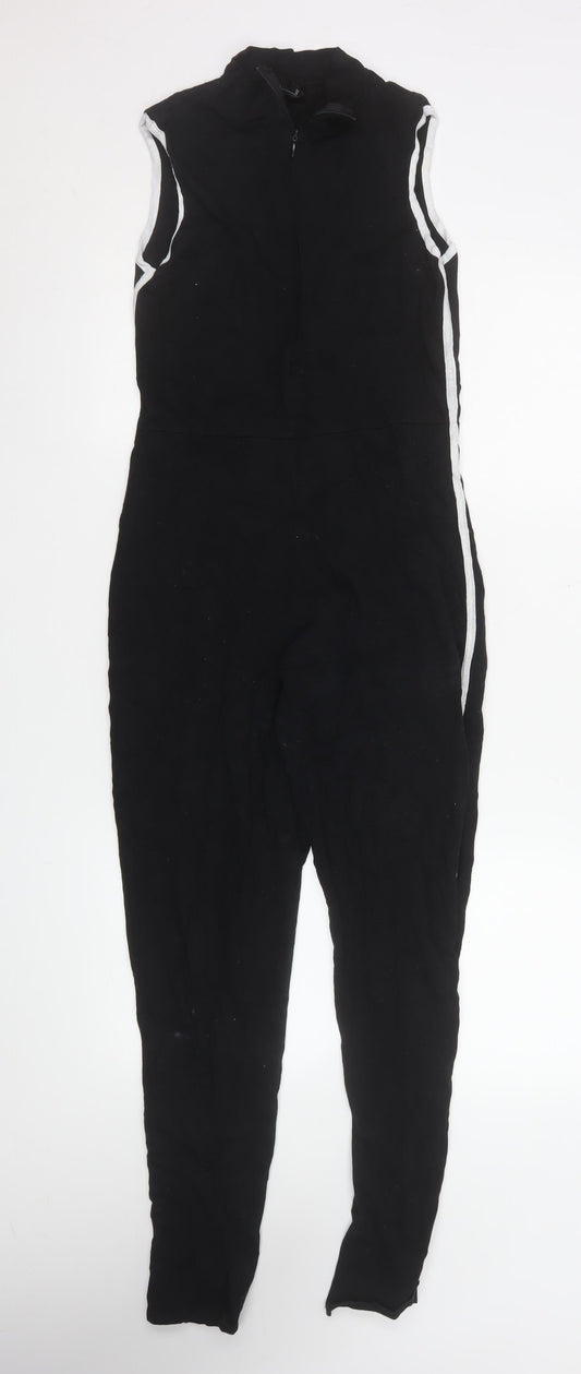 PrettyLittleThing Women Black Cotton Bodycon Jumpsuit UK 10