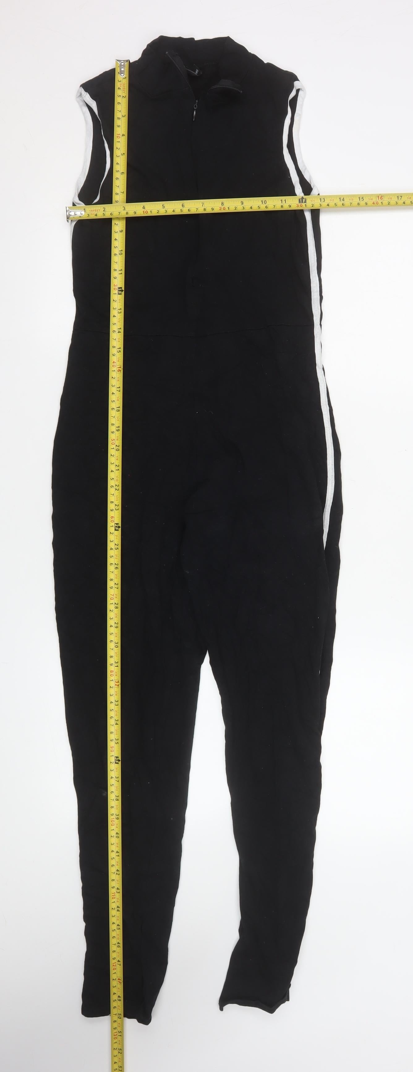 PrettyLittleThing Women Black Cotton Bodycon Jumpsuit UK 10