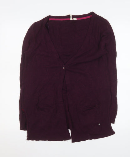 White Stuff Women's Purple Wool Blend V-Neck Cardigan Size 10