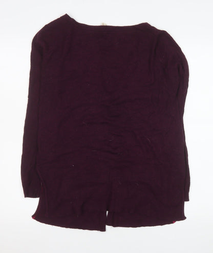 White Stuff Women's Purple Wool Blend V-Neck Cardigan Size 10