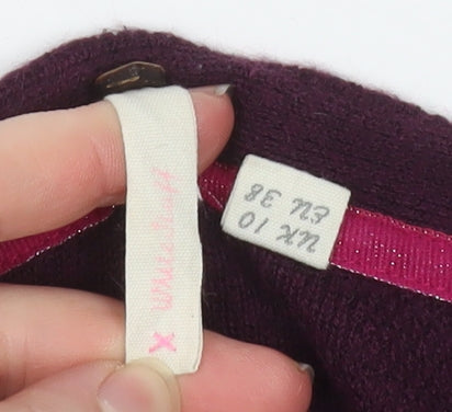 White Stuff Women's Purple Wool Blend V-Neck Cardigan Size 10