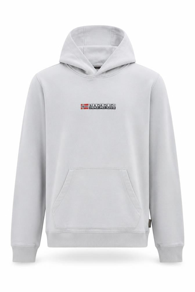 Napapijri Men's Grey Pullover Hoodie S Regular Fit Fleece Logo