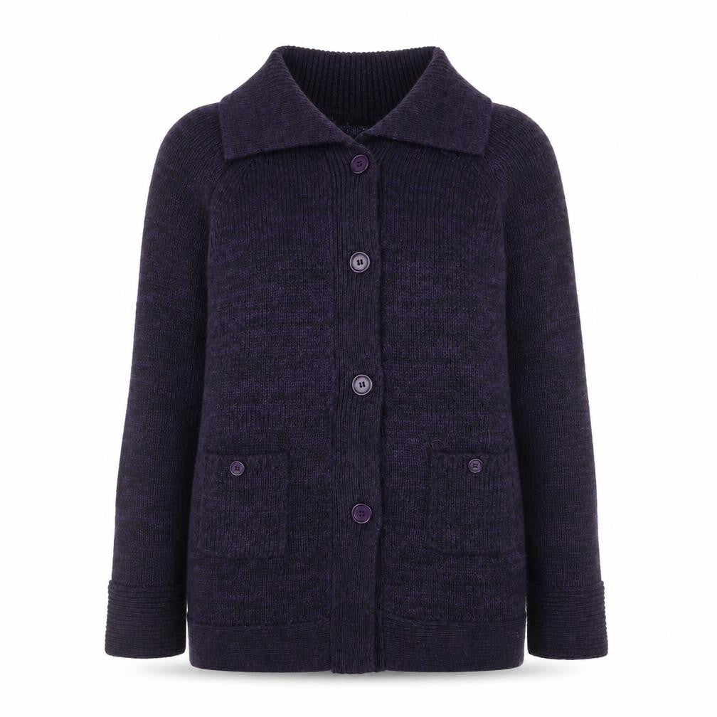 Sarah Hamilton Women's Purple Collared Button Knit Cardigan M