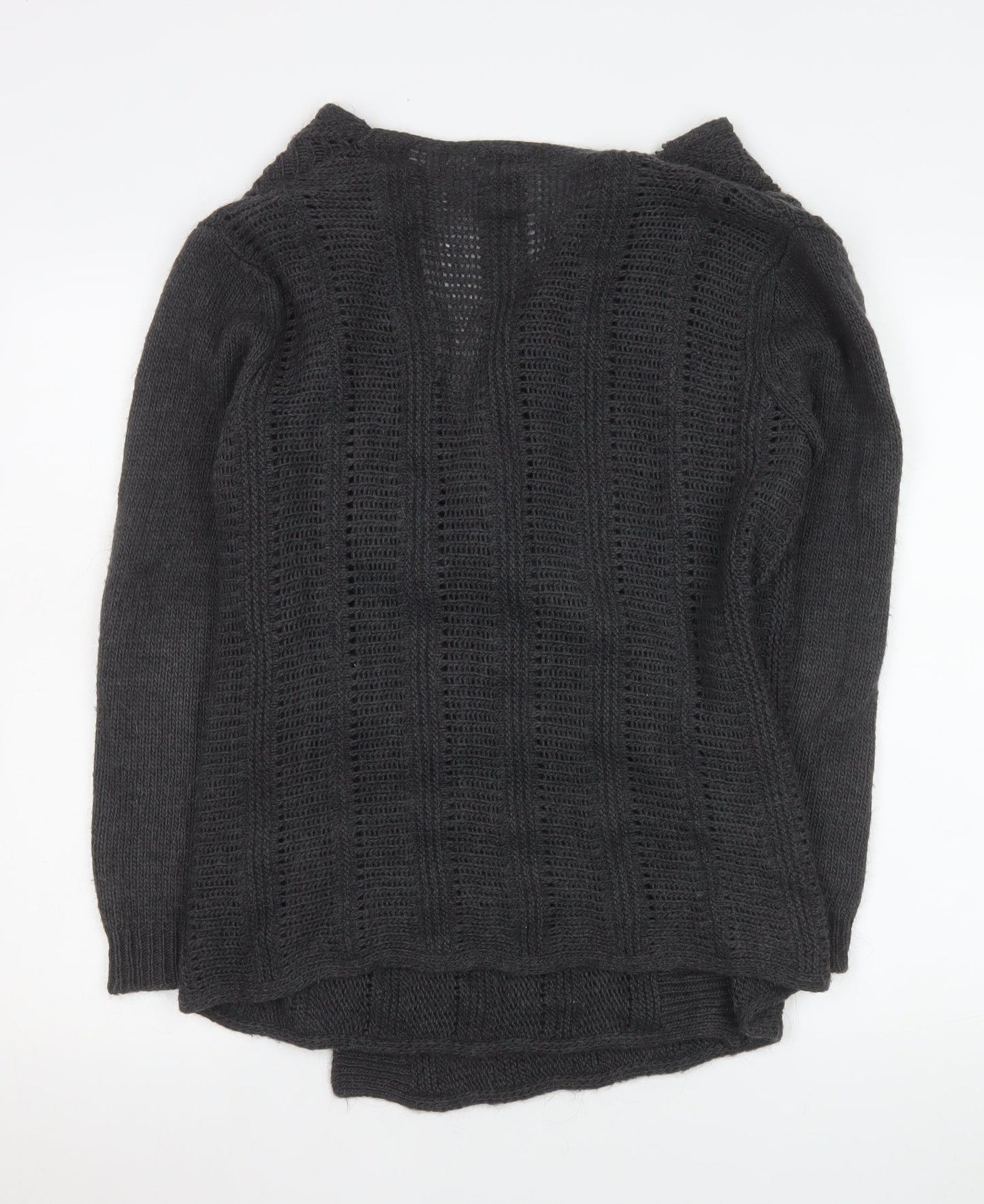 Marks and Spencer Women Grey Open Knit Cardigan M Relaxed Fit