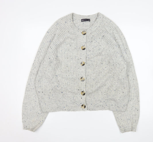 Marks and Spencer Women’s Grey Ribbed Button Cardigan Size L