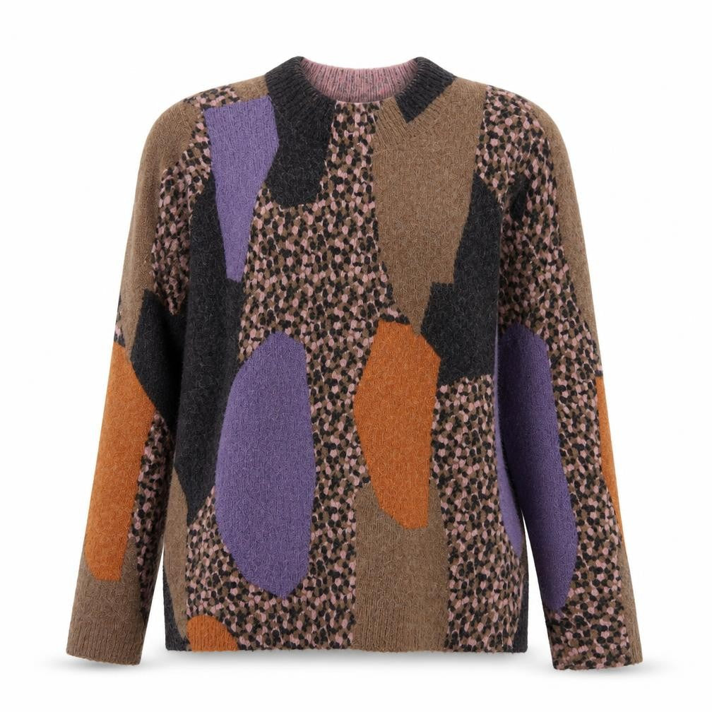 Nümph Womens Multicoloured XS Geometric Wool Blend Pullover Jumper