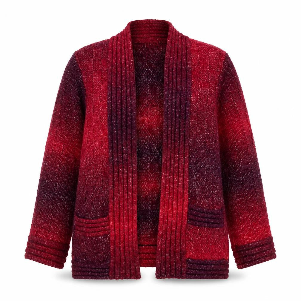 Country Casuals Petite Women's Red Wool Blend Open Cardigan L