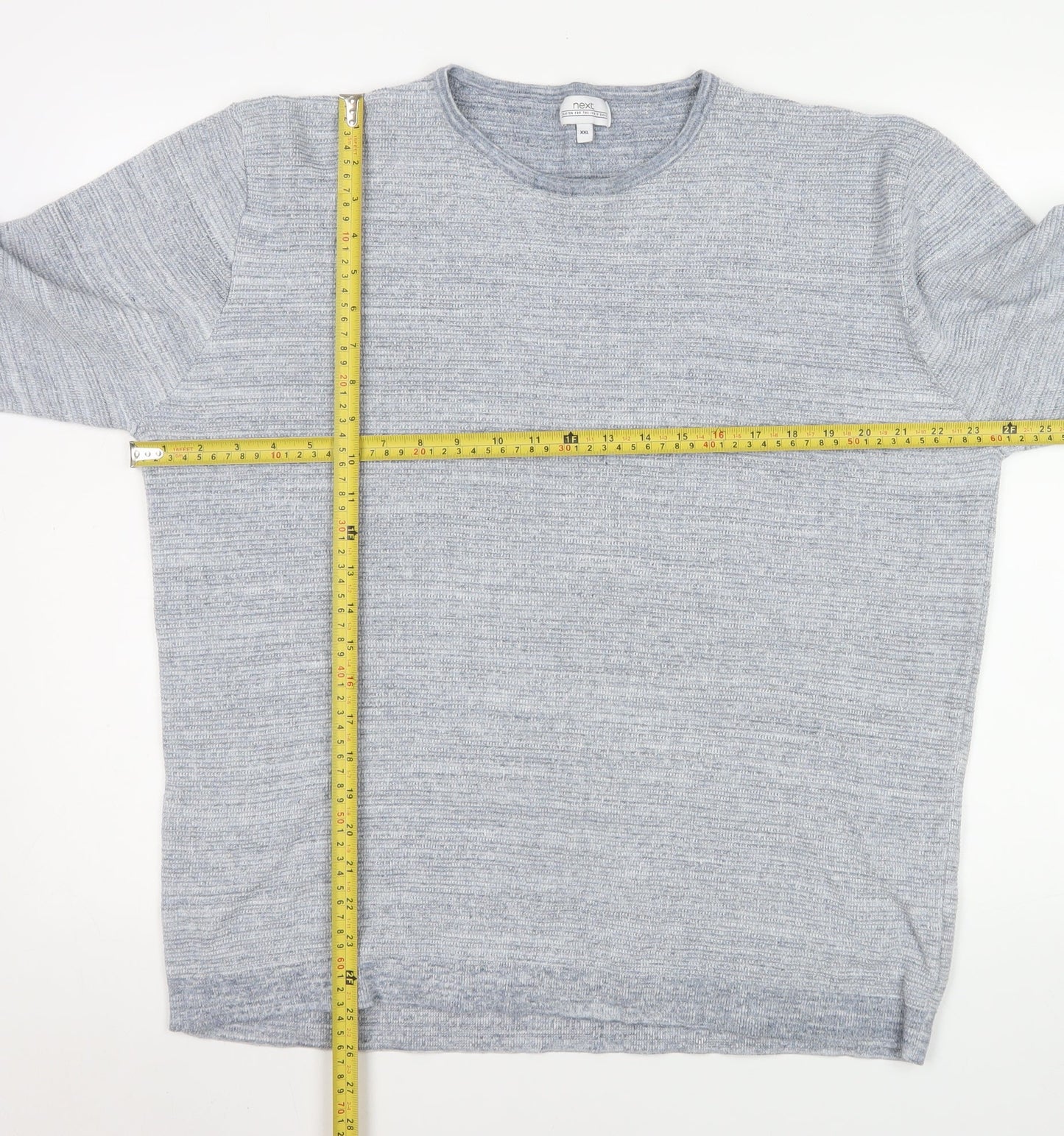 Next Men Grey Long Sleeve Crew Neck Cotton Blend Casual Top XXL