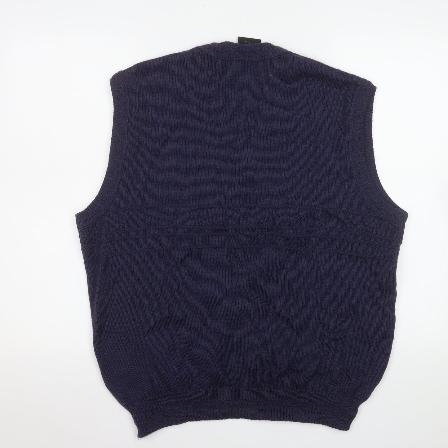 Westbury Men's Blue Wool Blend V-Neck Sleeveless Vest Jumper L