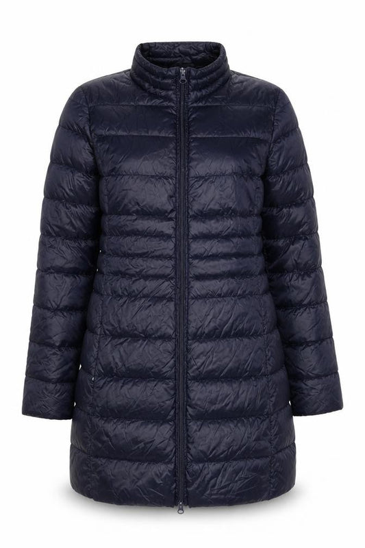 Paraphrase Womens Blue Long Puffer Coat Size 14 Nylon Down Jacket