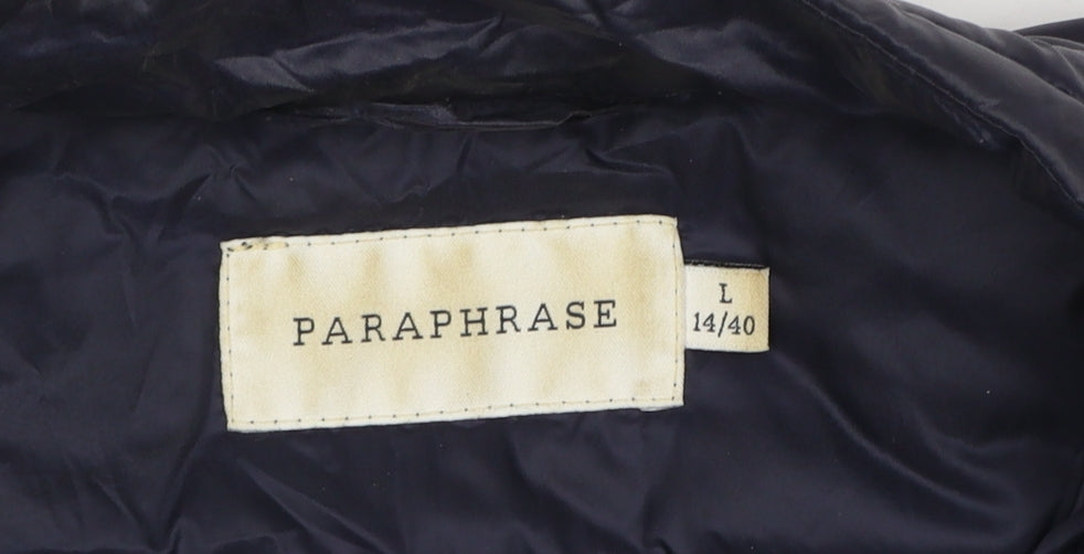 Paraphrase Womens Blue Long Puffer Coat Size 14 Nylon Down Jacket
