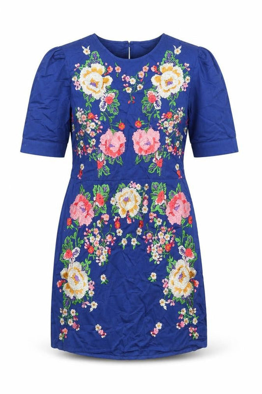 ASOS Women’s Blue Floral Embroidered Cotton Shift Dress Size 10