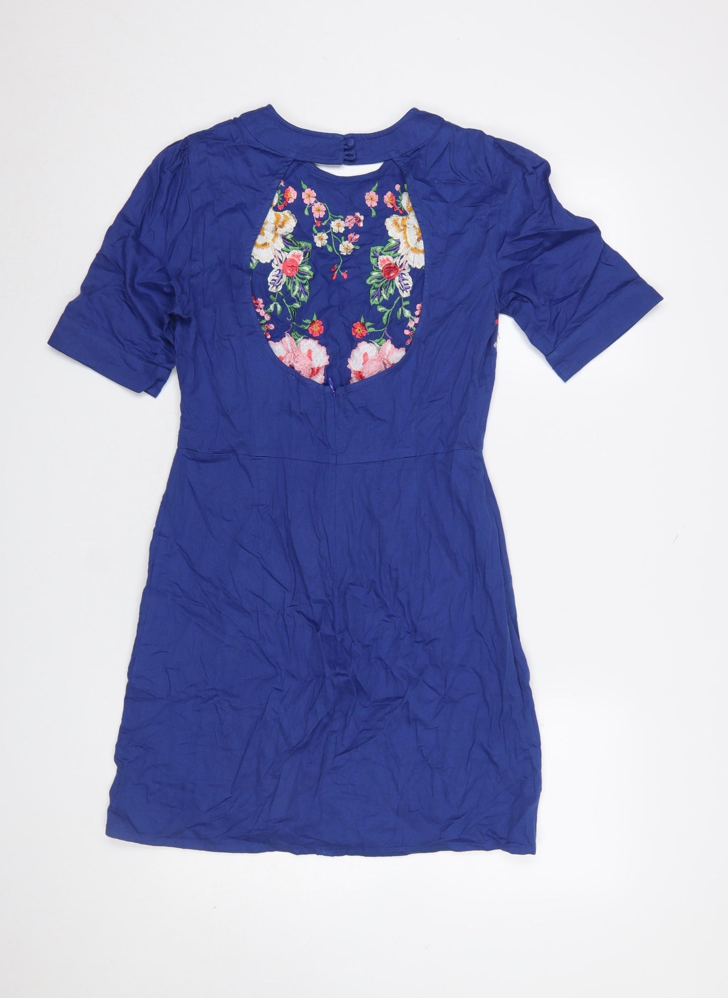 ASOS Women’s Blue Floral Embroidered Cotton Shift Dress Size 10