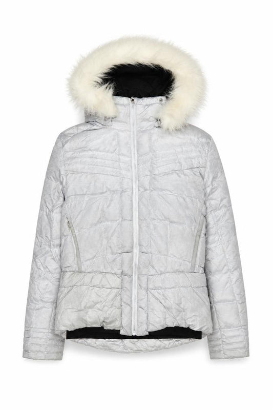 Duvillard Women Silver Hooded Down Puffer Jacket UK 14 Winter Ski Coat