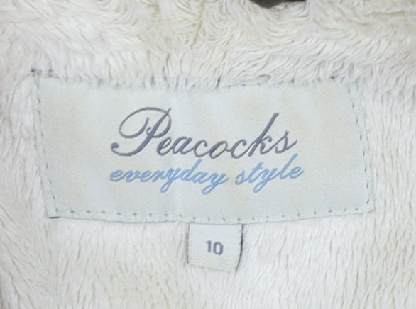 Peacocks Women’s Green Faux Fur Hooded Long Parka Coat Size 10