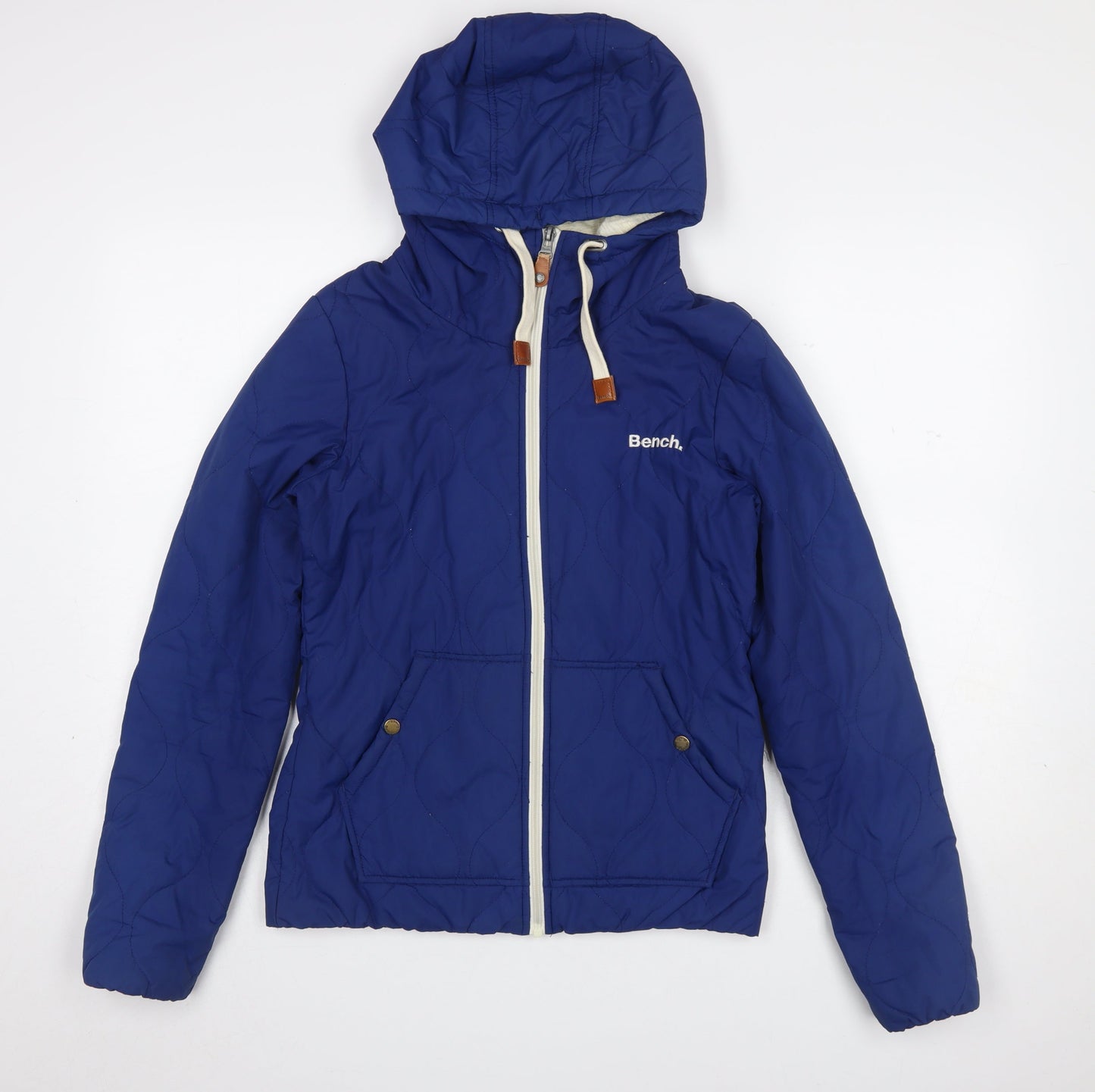 Bench Men's Blue XS Quilted Hooded Full Zip Casual Jacket
