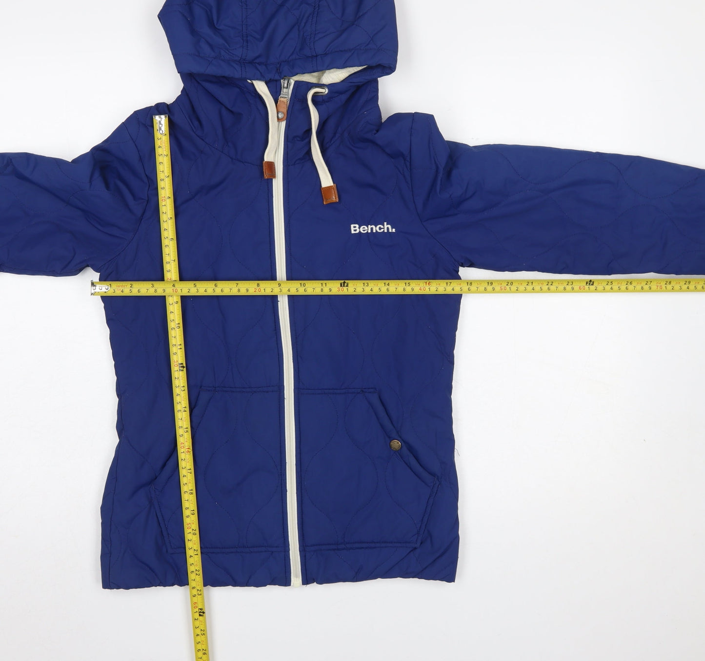 Bench Men's Blue XS Quilted Hooded Full Zip Casual Jacket