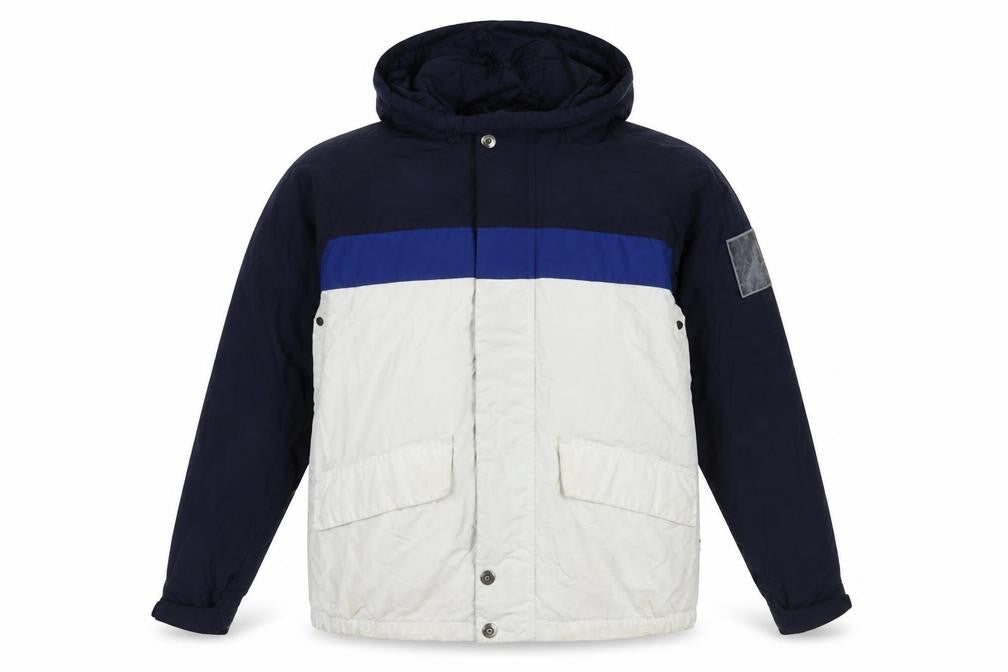 Nautica Men’s Blue White Hooded Windbreaker Jacket M