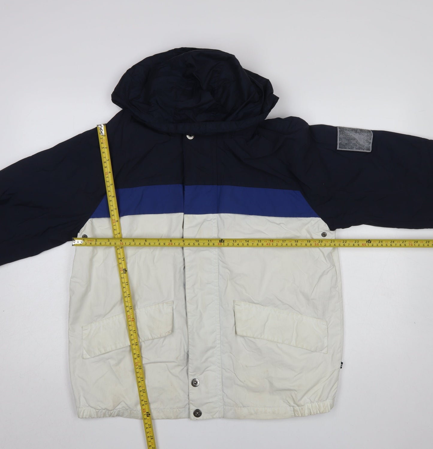 Nautica Men’s Blue White Hooded Windbreaker Jacket M