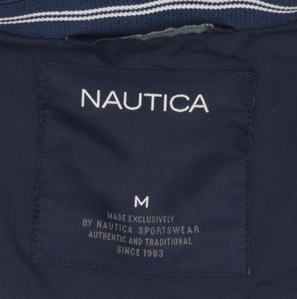 Nautica Men’s Blue White Hooded Windbreaker Jacket M