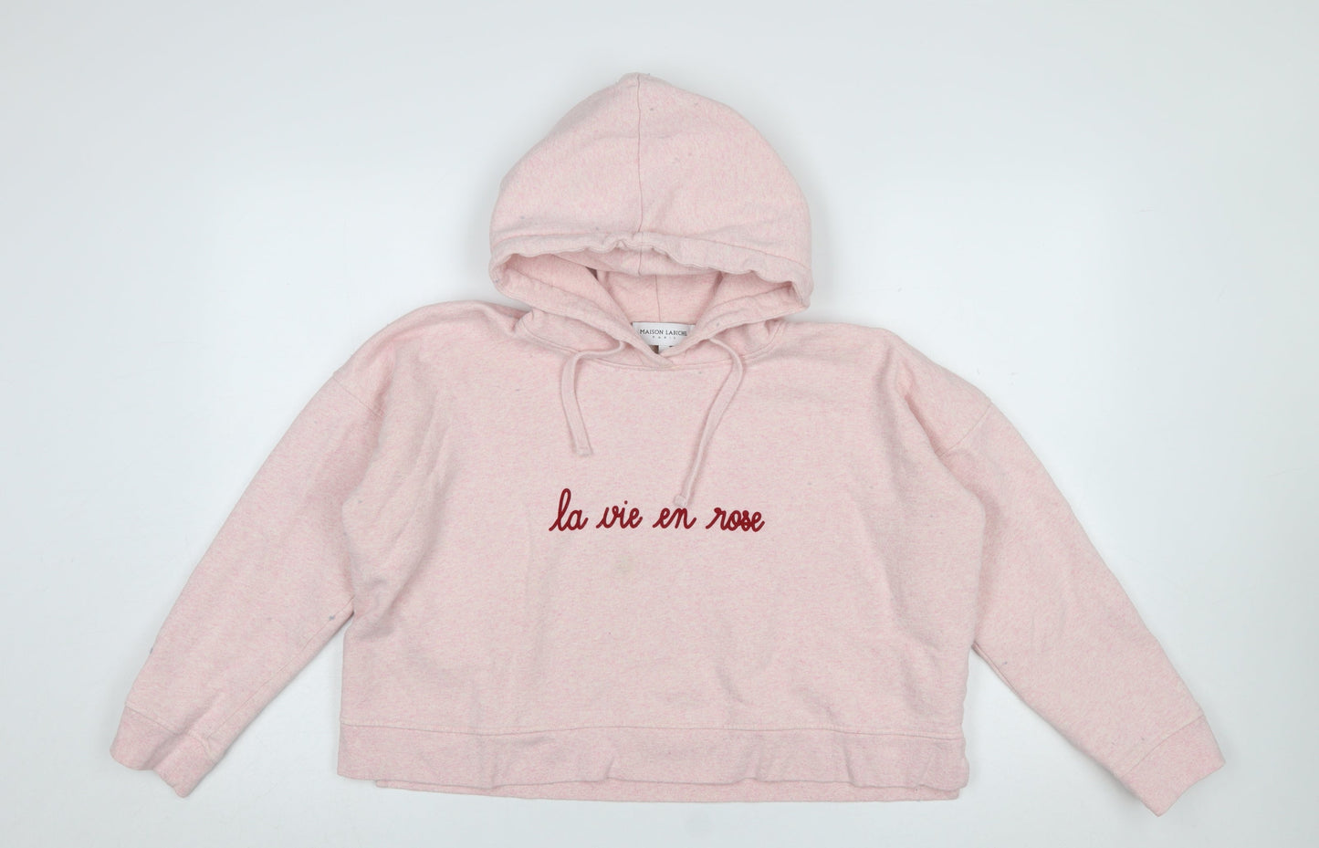 Maison Labiche Women Pink Embroidered Pullover Hoodie Size S