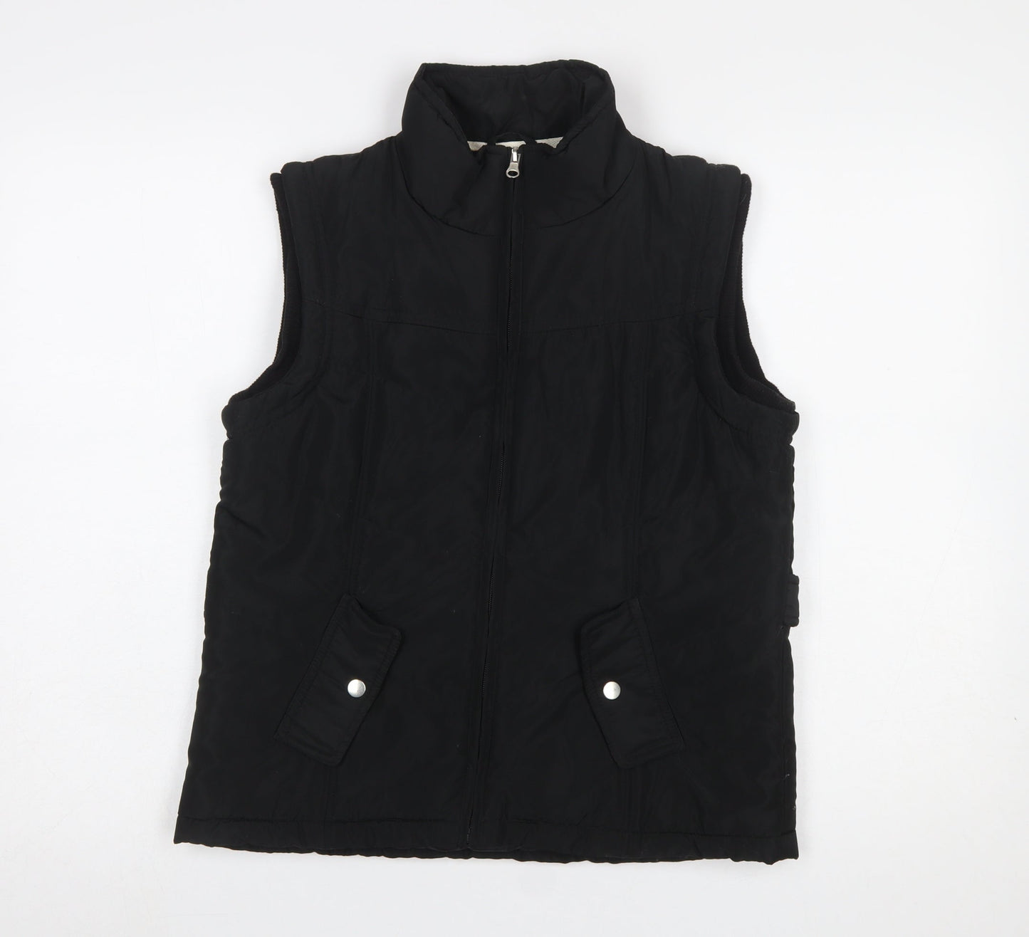 Sm Casual Women Black Size 12 Polyester Zip Waistcoat Bodywarmer