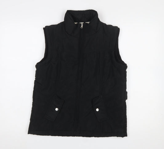 Sm Casual Women Black Size 12 Polyester Zip Waistcoat Bodywarmer