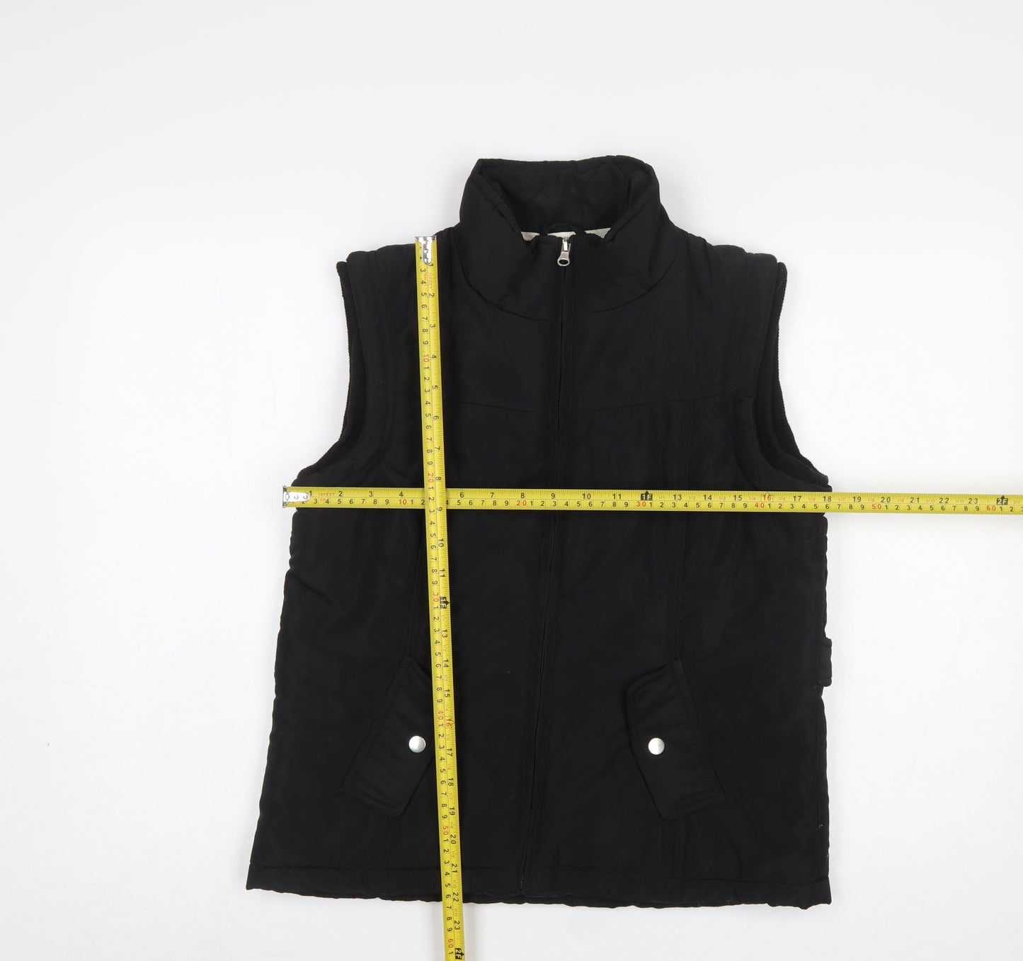 Sm Casual Women Black Size 12 Polyester Zip Waistcoat Bodywarmer