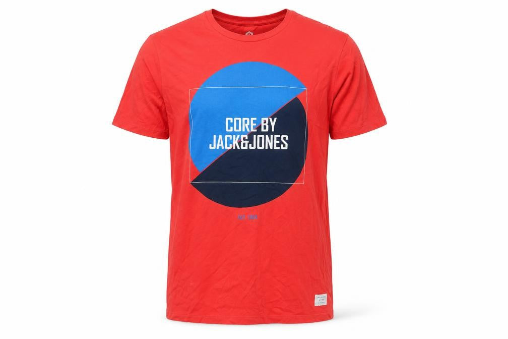 Jack & Jones Core Red Graphic Print Men's Cotton T-Shirt Size M