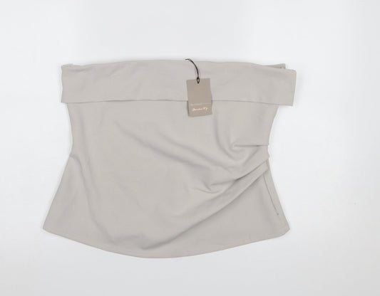River Island Women’s Light Grey Strapless Off Shoulder Slim Fit Top UK 16