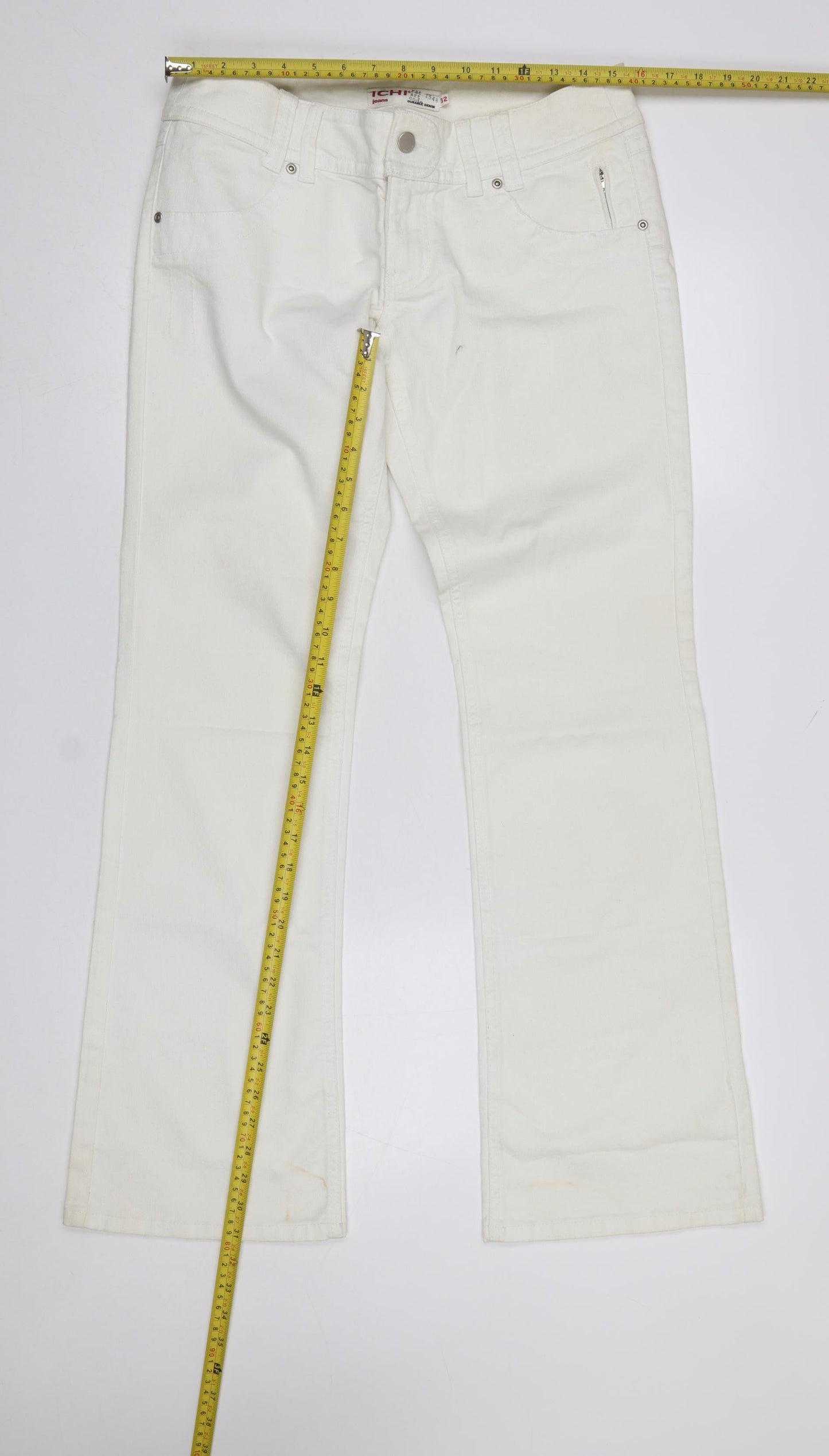 ICHI Women's White Straight Leg Jeans Size 32 Cotton Denim