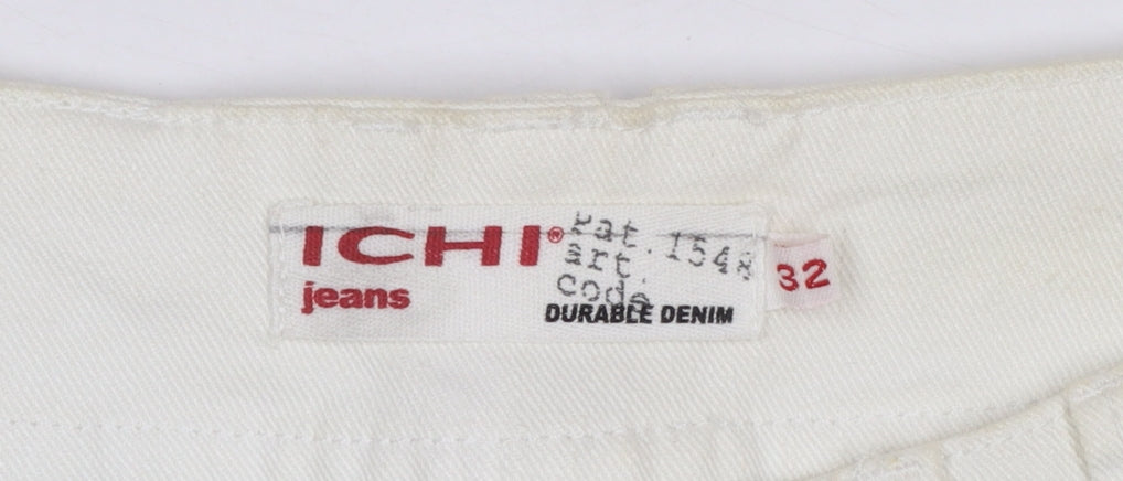 ICHI Women's White Straight Leg Jeans Size 32 Cotton Denim