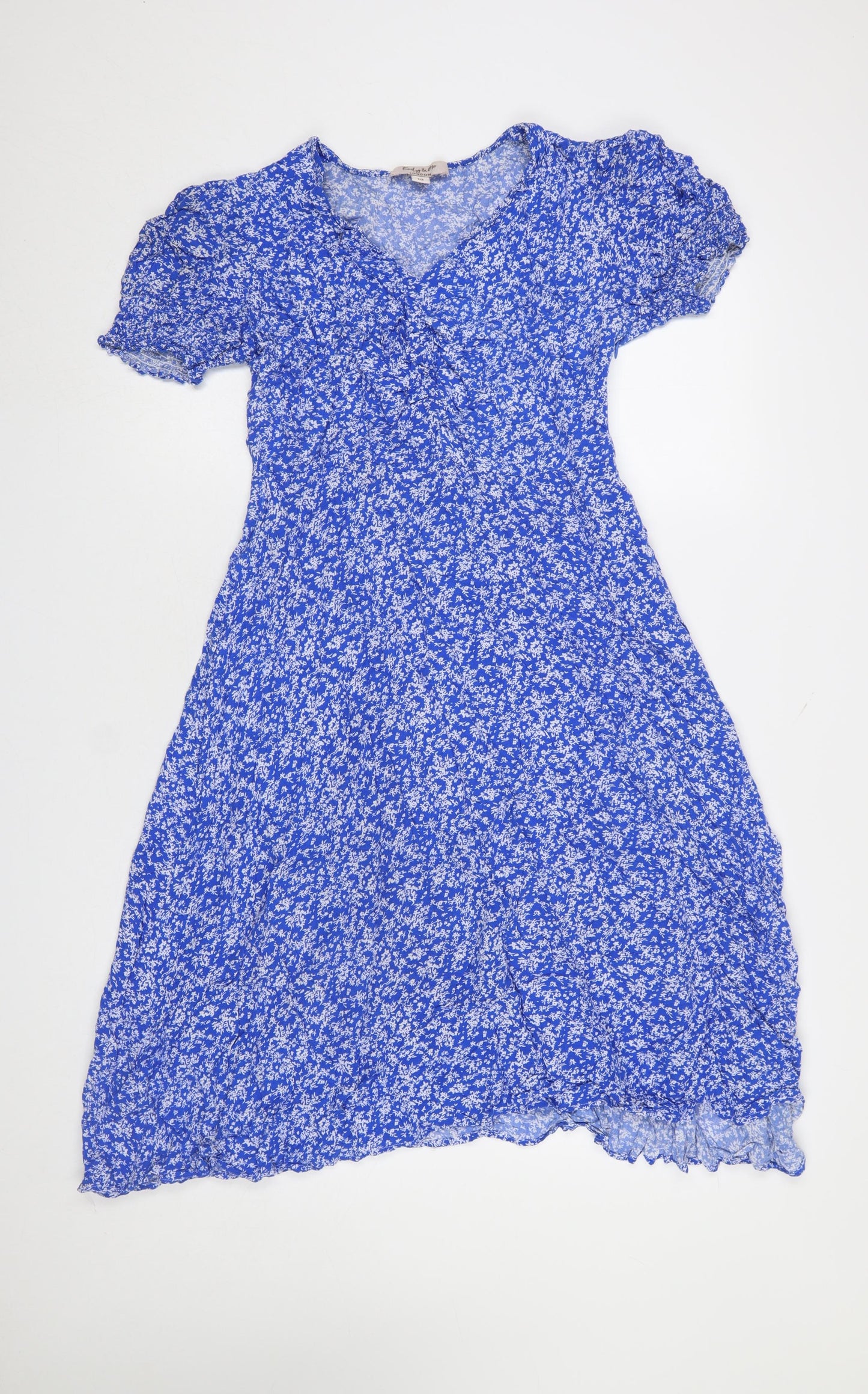 Emily & Me Women’s Blue Floral Midi Fit & Flare Dress Size 10