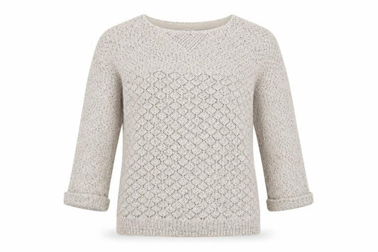 FatFace Women’s Ivory Cotton Knit Jumper Size 12 Crew Neck Pullover